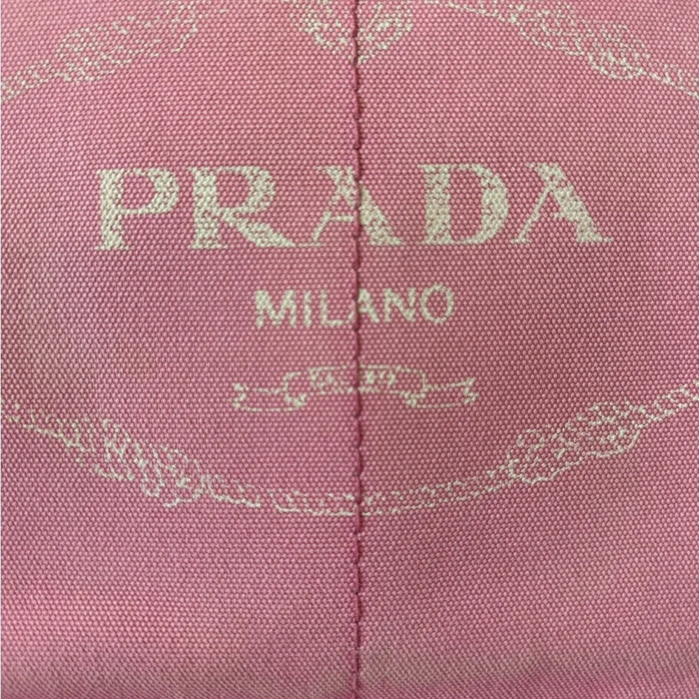 💯Authentic PRADA CANAPA Pink Canvas Logo Tote - Picture 13 of 17